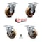 Service Caster 4 Inch High Temp Phenolic Wheel Swivel Top Plate Caster Set with 2 Brakes SCC SCC-20S414-PHRHT-TP2-2-TLB-2 - alternate 7